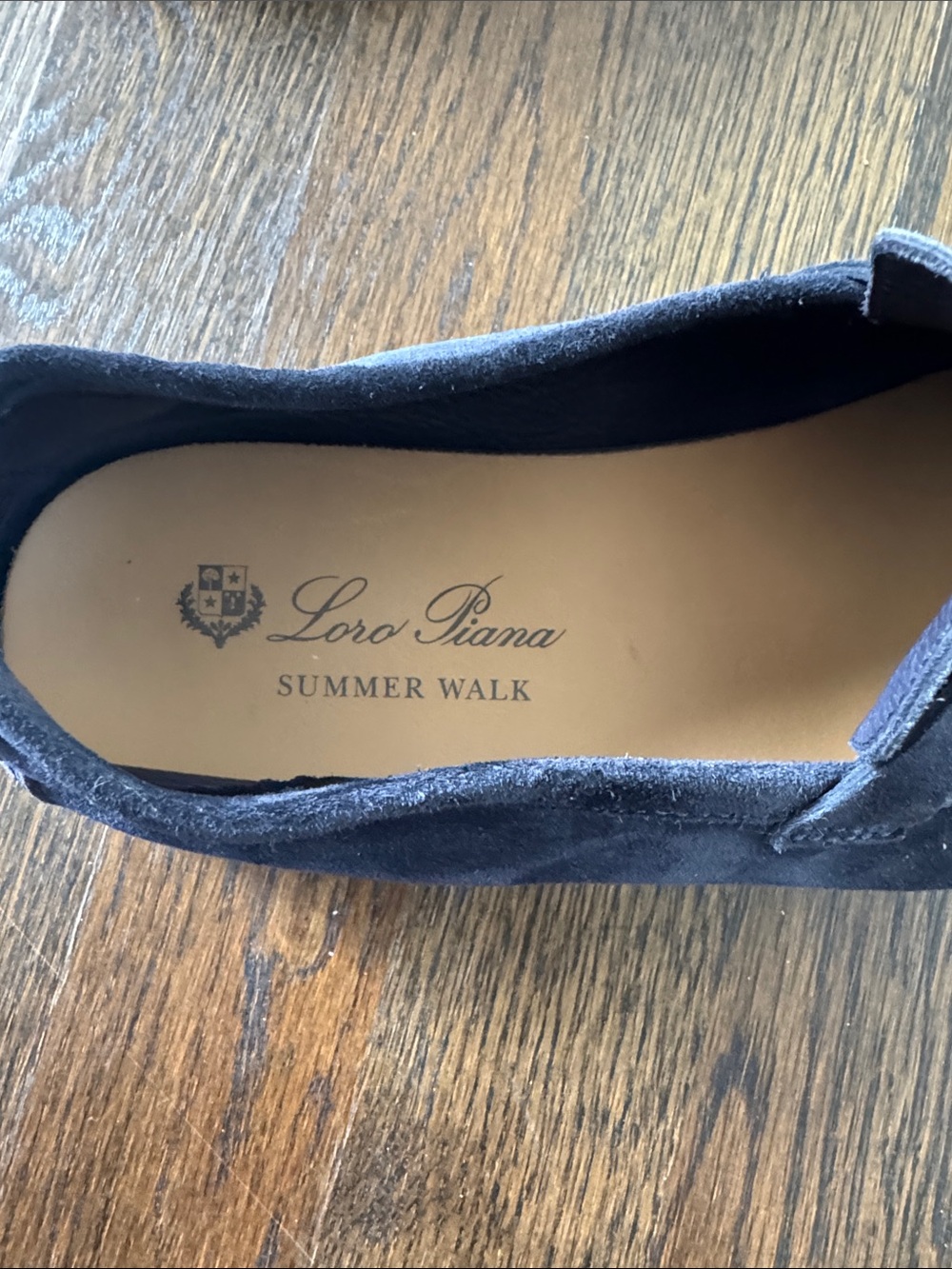 Loro Piana Summer Charms Walk Navy Suede Loafers Size 37 - Picture 10 of 10